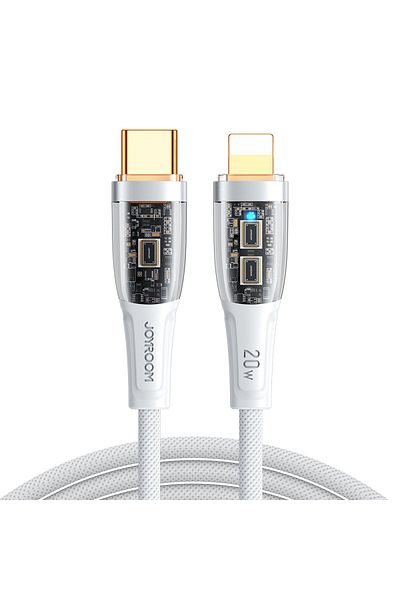 Joyroom Cablu cu comutator inteligent USB-C - iPhone Lightning 1.2m - alb