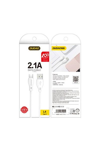 DUDAO Cablu USB - USB-C 2.1A 1m alb