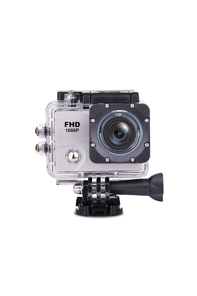 Hurtel Kamera sportowa 1080P Full HD Wi-Fi 12Mpx wodoodporna szerokokątna + akcesoria biała