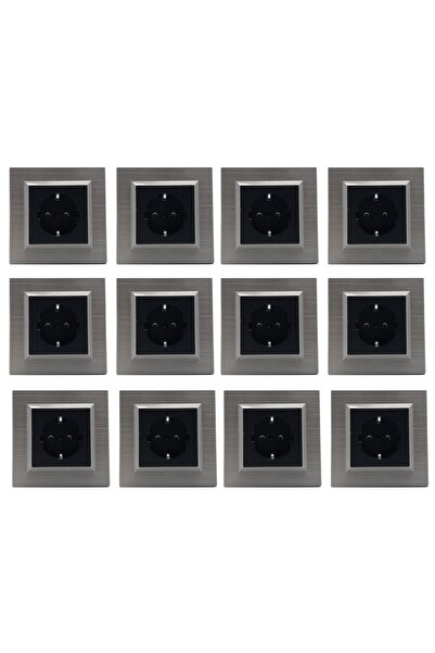 Huzur Elektrik Ovivo Quantum Bakır Topraklı Priz 12'li Paket (Çerçeve Dahil)