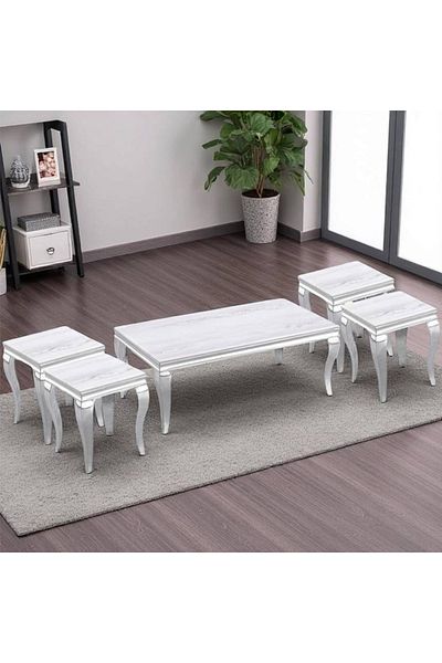 DEC4 4+1 steel marble serving table set