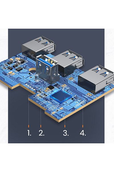 Ugreen Adaptor HUB 4 în 1, splitter USB-A/C la 4x USB 3.0 5Gb/s, 1m, negru