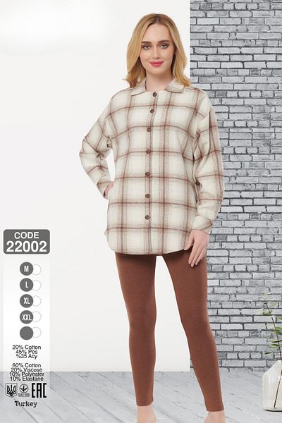 Cotpark Women's Cotton Lumberjack Shirt Leggings Suit 22002