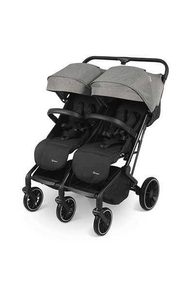 BABYGOLD BabyGo - GoTwice Folding Twin Stroller, Grey