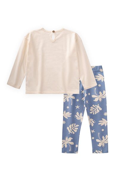Cigit Printed T-Shirt Set 2-10 Years Ecru Blue
