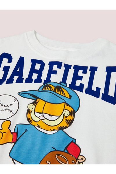 LİTTLE TORTOİSE Boys Garfi̇eld Printed Crew Neck T-Shirt & Shorts Set