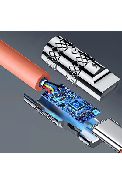 DUDAO Mocny kabel kątowy do iPhone USB-C - Lightning 30W 1m rotacja 180 pomarańczowy