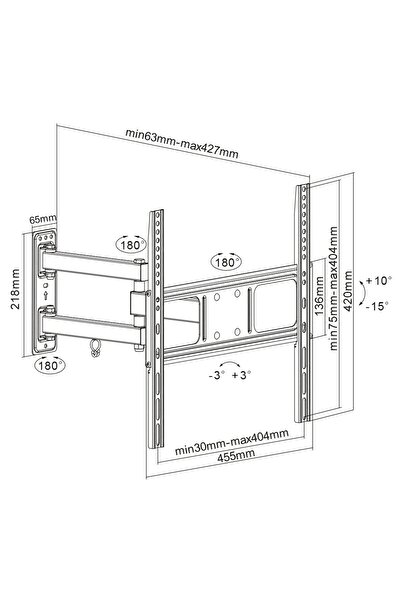 Gogen L adjustable TV stand, 32" to 55" diagonal (81-140 cm), 35 Kg, VESA, swivel and tilt, black
