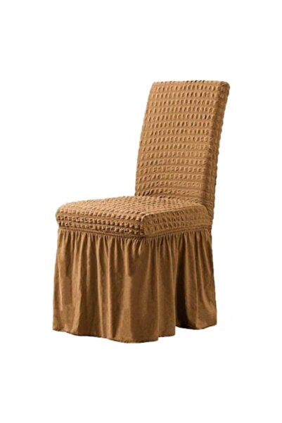 OEM Set 6 huse de scaun, cu model șifonat și volane, poliester și lycra, maro...