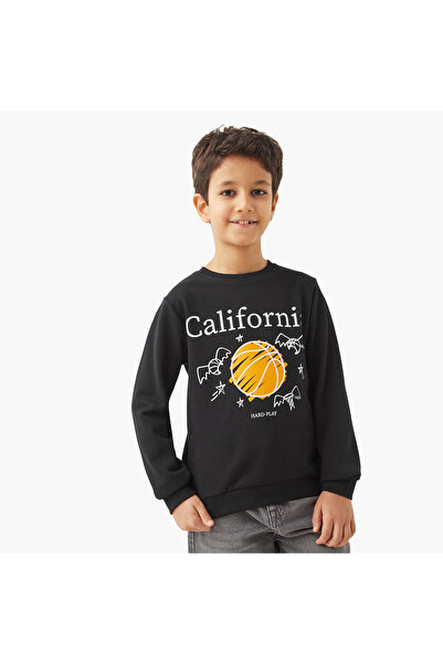 Juniors سويت شيرت بطبعة جرافيكية وأكمام طويلة