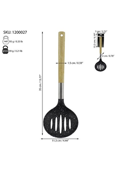 gogiva Spumieră din plastic cu mâner din lemn, potrivită pentru îndepărtarea spumei din supe și ciorbe, 35 cm