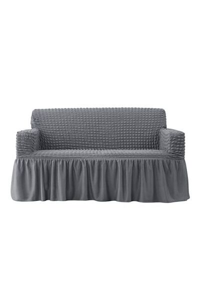 OEM Sofa Cover, 3-seater 180x230cm, Creased with Ruffles, Polyester and Lycra, Light Gray