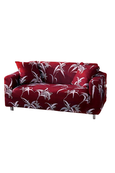 OEM Elastic Sofa Cover, Comfort, Elastane, Floral Print, M-2 Seats, 145-185cm, Red-White