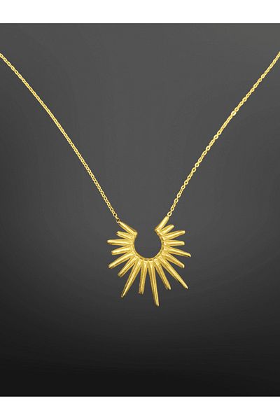 FM Gold Color Sun Figured 316L Steel Chain Necklace 45 cm |   Bright and Elegant Design