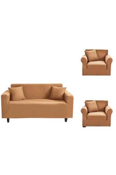 OEM Husă extensibilă pentru canapea și 2 huse pentru fotoliu, Uni, 180x230cm/90x140cm, bej