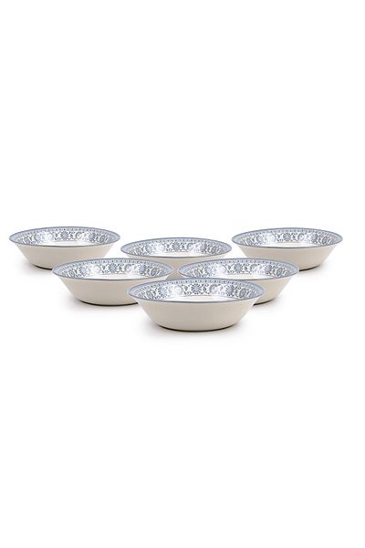 Claytan Plethora 9 inch Ceramic Salad Bowl (Grey & White, Set of 6)