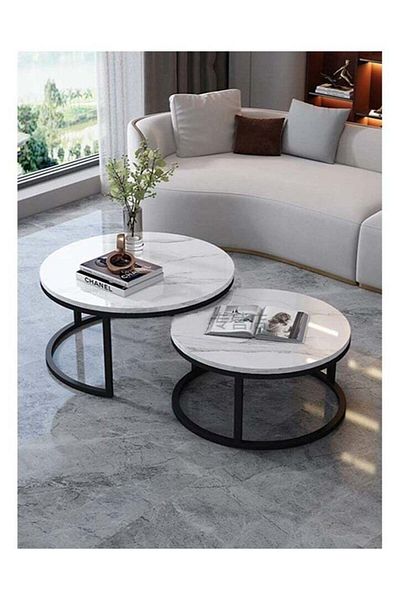 AGD Modern Nesting Round Coffee Table Set of 2 Pieces