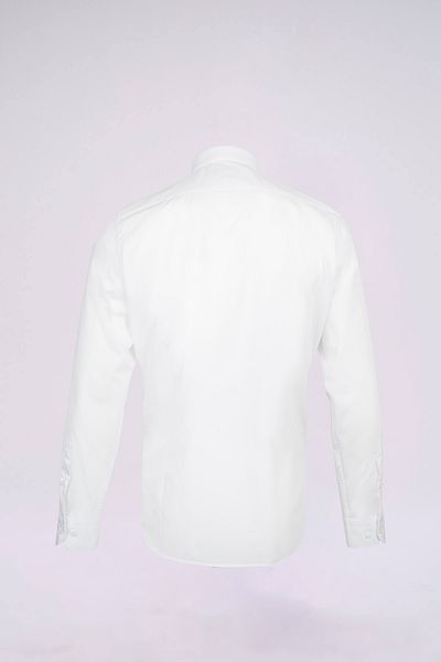Hatemoğlu White Slim Fit Plain Slim Collar Cotton Long Sleeve Sports Shirt