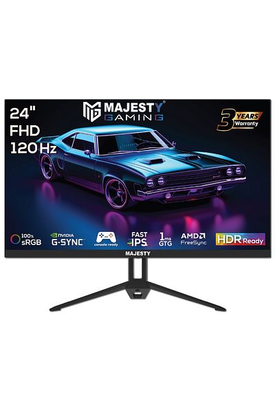 majesty 24" FHD Gaming Monitor | 120Hz | 1ms | G-SYNC | HDR | 100% sRGB | IPS | Speakers | HDMI DP | VESA