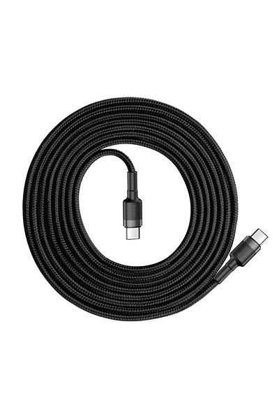 Baseus Wytrzymały kabel przewód w oplocie USB-C do USB-C QC3 2m - czarno-szary