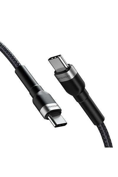 WOZINSKY Cablu împletit USB-C - USB-C PD 65W 2m negru