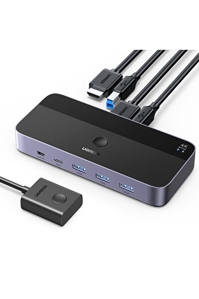 Ugreen Comutator 2 în 1 HDMI / USB-A / USB-B / USB-C / microUSB negru