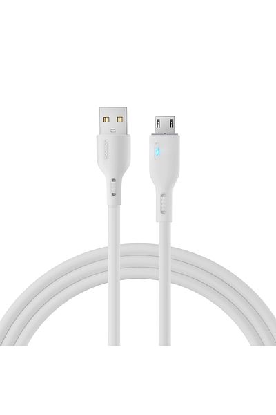 Joyroom Cablu cu indicator LED USB - micro USB 2.4A 2m alb