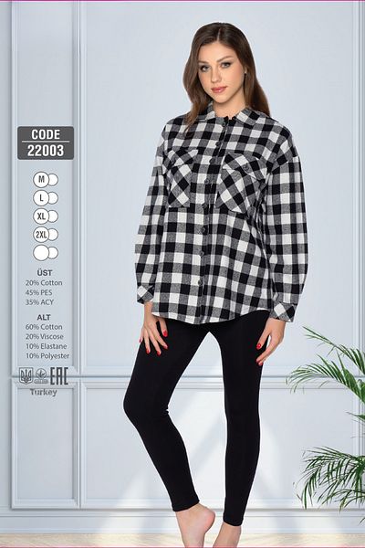 Cotpark Women's Cotton Lumberjack Shirt Leggings Suit 22003