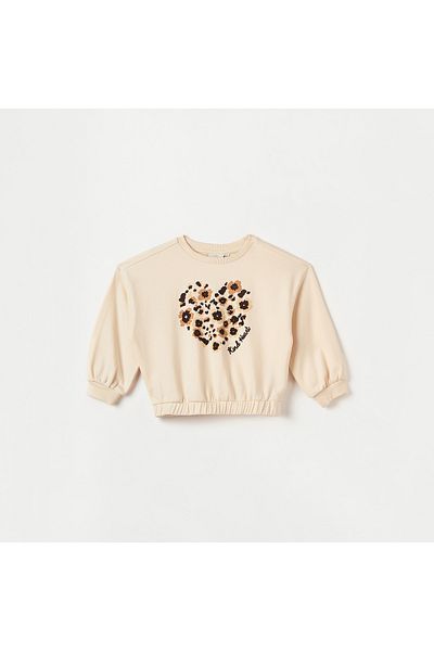 Juniors Heart Print Sweatshirt with Long Sleeves