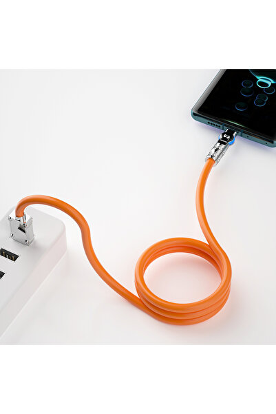 DUDAO Mocny kabel kątowy do iPhone USB-A - Lightning 30W 1m rotacja 180 pomarańczowy