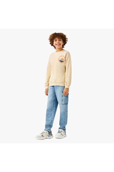 Juniors Printed Sweatshirt with Long Sleeves