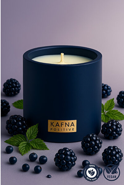 KAFNA Böğürtlen Kokulu İndigo Beton Mum – %100 Soya Wax, El Yapımı, Doğal Veg...