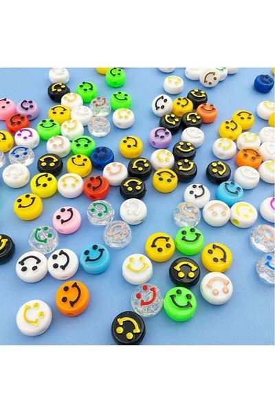 COOYA 300pcs Clay Spacer Beads,Smiley Face Beads for DIY Bracelet Necklace Accessories,Colorful Smile Face