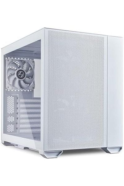 Lian Li خزانة كمبيوتر O11 AIR MINI باللون الأبيض - لوحة شبكية في الأمام والأعلى والخلف