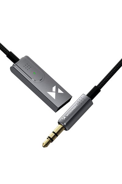 WOZINSKY Adaptor audio cu receptor Bluetooth 5.3 și conector AUX miniJack de 3,5 mm și USB-A