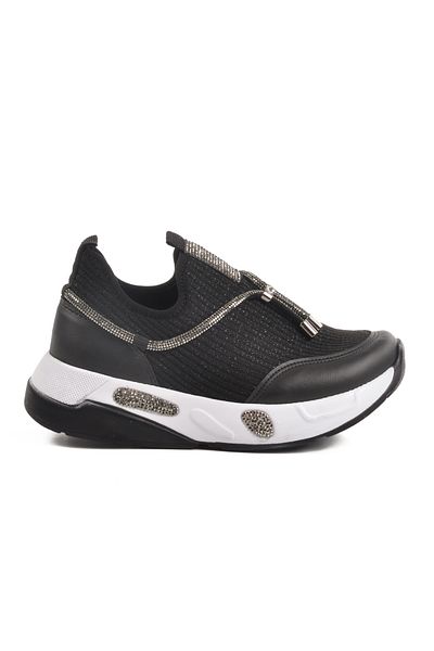 AYAKMOD Black White Anorak Stone Embroidered Women's Casual Shoes 702498 Z
