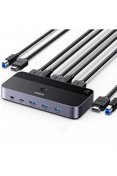 Ugreen Comutator 2 în 1 HDMI / USB-A / USB-B / USB-C / microUSB negru