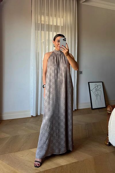 Tuba Butik Halter Neck Backless Long Dress