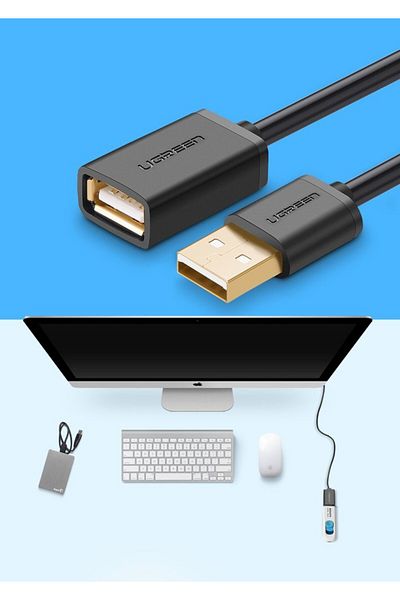Ugreen Przedłużacz do kabla przewodu USB 2m czarny