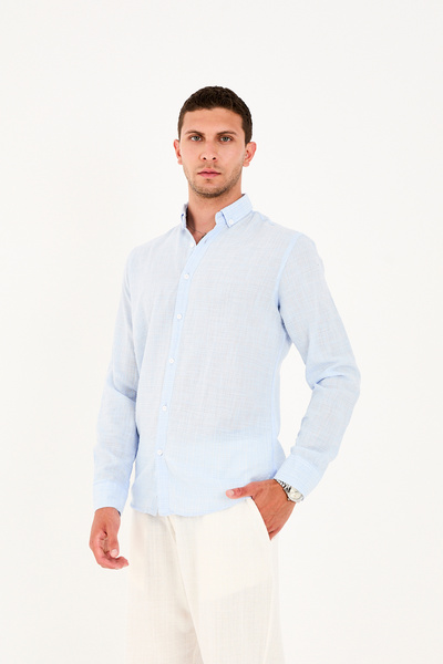 No Way Cămașă pentru bărbați Regular Fit bumbac 100% Biem Linen