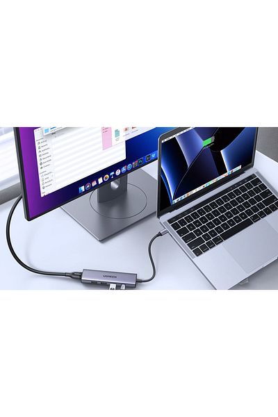 Ugreen Adaptor HUB multifuncțional 5 în 1 USB-C 3x USB-A HDMI 4K PD 100W Gri