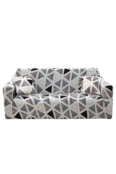 OEM Husa elastica pentru canapea, Comfort, Elastan, Imprimeu Forme Geometrice, L-3 locuri, 185x230cm, Mu