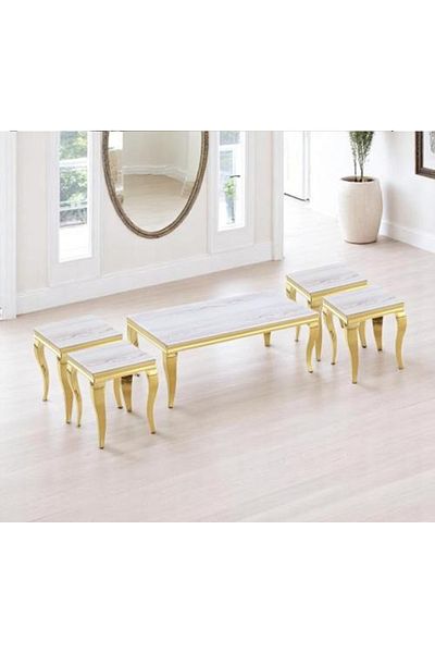 DEC4 4+1 steel marble serving table set