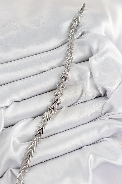 BESKAR Brass Zircon Stone Row Arrow Model Silver Color Women's Bracelet
