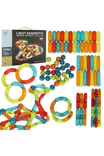 Glow Goods Interactive Magnetic Piece Set with 3D Lights for Creative Building, 102 Pieces, Multicolor