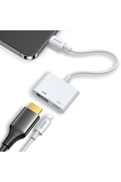 Joyroom Adaptor iPhone Lightning la HDMI FullHD + Lightning, alb