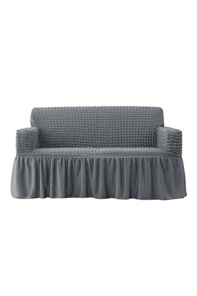 OEM Sofa Cover, 3-seater 180x230cm, Creased with Ruffles, Polyester and Lycra, Light Gray