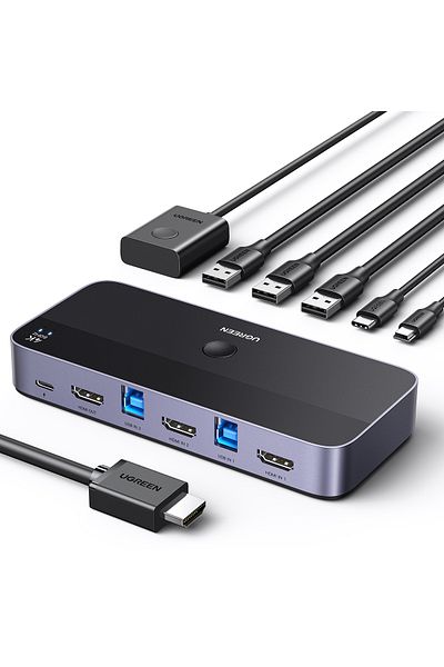 Ugreen Comutator 2 în 1 HDMI / USB-A / USB-B / USB-C / microUSB negru