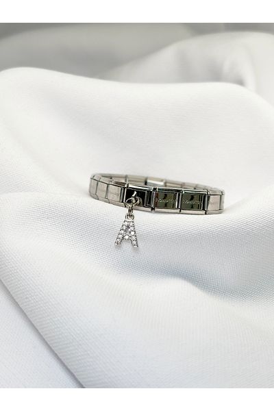 Sumen Butik Italian Bracelet Charm with Letter a Stone, Charm