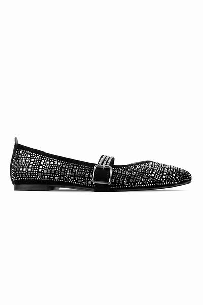 Lal Shoes & Bags Meronna Women's Shaped Stone Detailed Ballerinas-S.Black